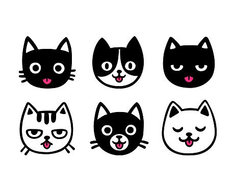 Cute Cartoon Cats Sticking Out Tongue Stock Illustration - Download Image Now - iStock