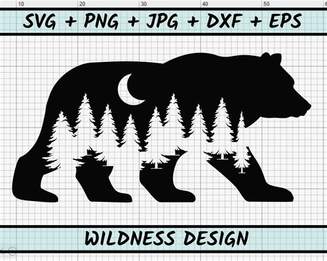 Bear SVG File Bear Silhouette Svg Bear Woods Svg Pine Trees - Etsy