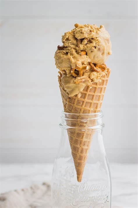 Salted Caramel Pretzel Ice Cream - Nourish and Fete