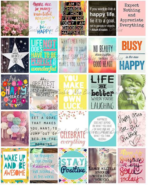 Happy Inspirational and Motivational Printable Sticker Sheet Print at ...