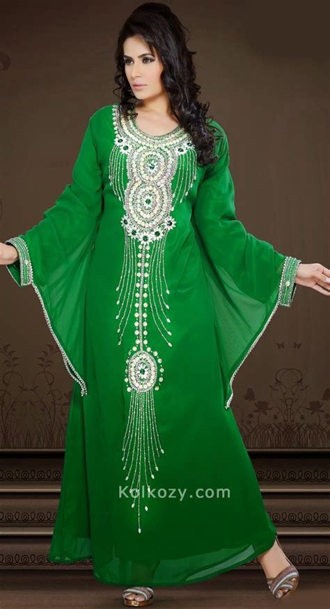 Unique Green Color Faux Georgette Stylist Caftan | Islamic clothing ...