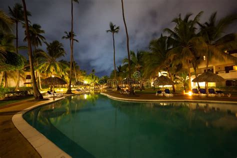 Hotel Swimming Pool at Night Stock Photo - Image of tree, resort: 61255754