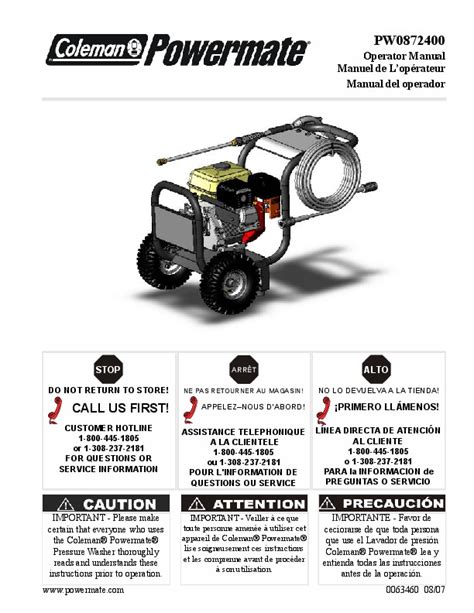 Coleman Powermate PW0872400 Generator Service Manual