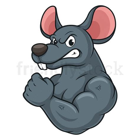 Cartoon Strong Rat Sports Mascot Vector Illustration - FriendlyStock