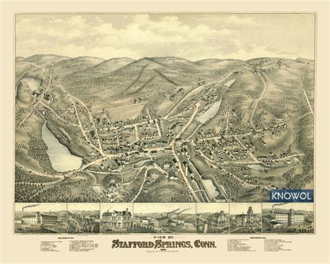 Beautifully restored map of Stafford Springs, CT from 1878 - KNOWOL