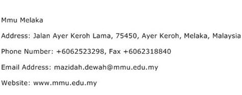 Mmu Melaka Address, Contact Number of Mmu Melaka