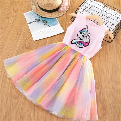 2019 Summer Unicorn Dress For Girls Children Clothes Kids Sequined Unicorn Dresses Baby Girls ...