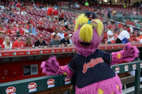 Cleveland Indians mascot Slider before the game against the Cincinnati ...