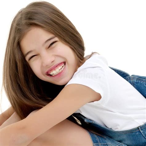 Beautiful Little Girl Laughing. Stock Photo - Image of emotions, gambol ...