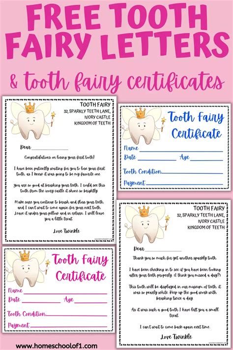 8 free tooth fairy letter printables certificates – Artofit