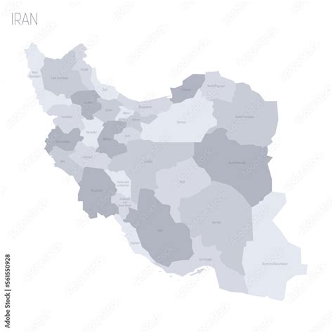 Iran political map of administrative divisions - provinces. Grey vector ...