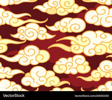 Red chinese clouds seamless pattern Royalty Free Vector