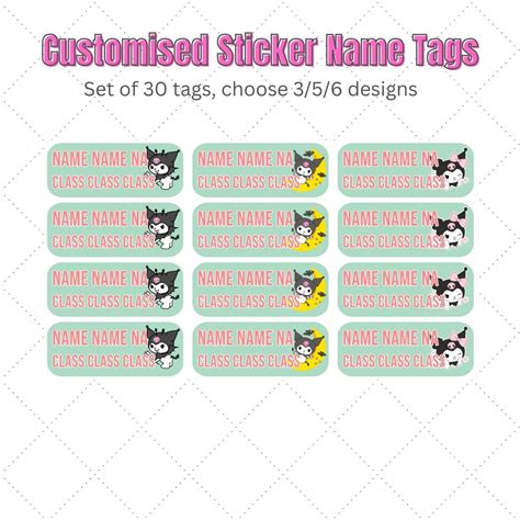 [Kuromi] Customised Sticker Name Tags / Labels, Hobbies & Toys ...