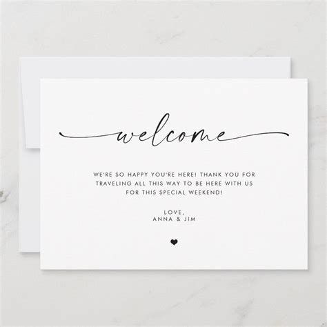 Minimalist Wedding Welcome Bag Insert Card | Zazzle | Welcome card, Wedding welcome bags ...