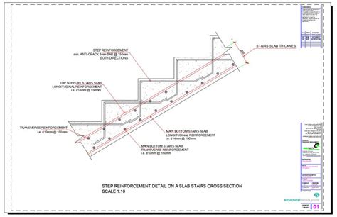 Step Reinforcement Detail on a Slab Stairs Cross Section | Concrete stairs, Reinforced concrete ...