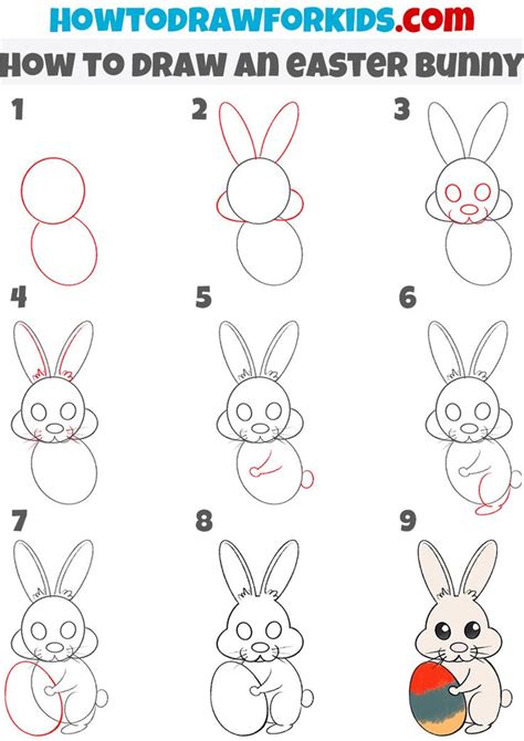 How to Draw an Easter Bunny - Easy Drawing Tutorial For Kids | Easter drawings, Cute easy ...