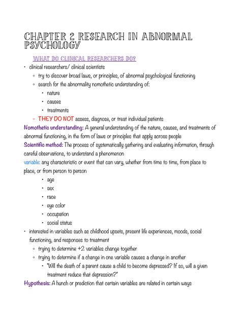 Psy470 Chp 2 Research in Abnormal Psychology - Chapter 2 Research in Abnormal Psychology What Do ...