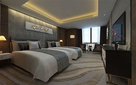 Modern Luxury Hotel Double-Bed Room Design 3D model | CGTrader