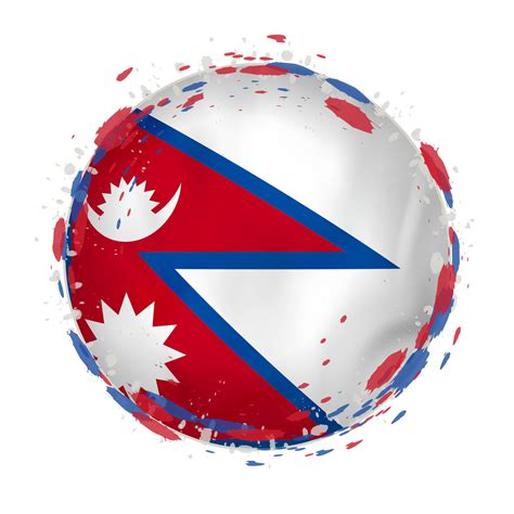 Round grunge flag of Nepal with splashes in flag color. 20254581 Vector ...