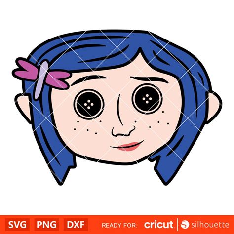 Coraline Head Svg, Coraline Button Eyes Svg, Halloween Svg, Horror Svg ...