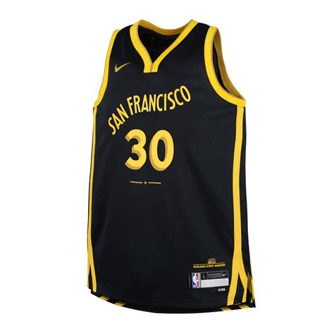 Nike Golden State Warriors Steph Curry 2023/24 City Edition Kids Basketball Jersey Black XL ...