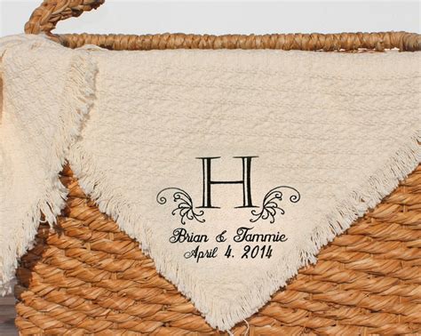 Personalized Wedding Embroidered Throws and Blankets Custom | Etsy