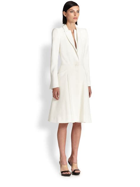 Lyst - Alexander Mcqueen Crepe Coat Dress in White