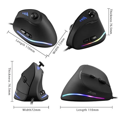 ZELOTES C18 Vertical Wired Game Mouse 10000DPI Adjustable Optical ...