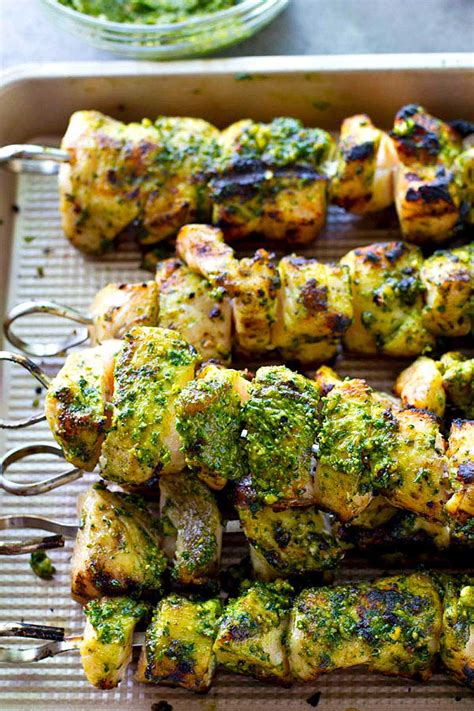 Chipotle Pesto Grilled Chicken Skewers - Easy Peasy Meals