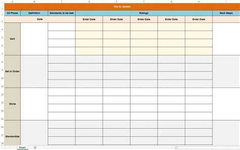 The 5S System Excel Template