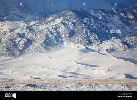 Great Sand Dunes National Park covered in snow in Winter Stock Photo - Alamy