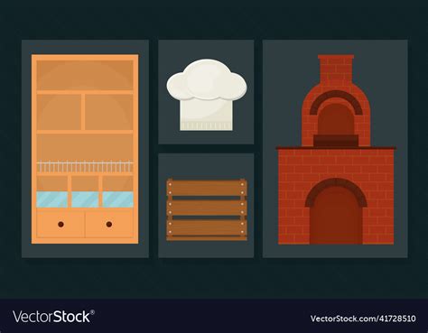 Bakery equipment icon set Royalty Free Vector Image