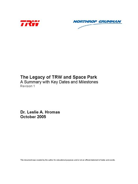 TRW History | Aerospace | Aerospace Engineering