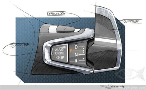 BMW i3 Interior Design Sketch - Gear Selector