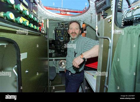 'Breitling Orbiter 2' engineer, Andy Elson, stands inside the capsule of the latest balloon to ...