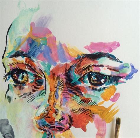 artwork painting expressive portrait vivid bold colour acrylic oil ...