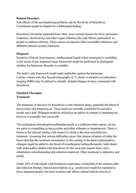 Diagnosis and treatment for Brucellosis - Related Disorders Side ...