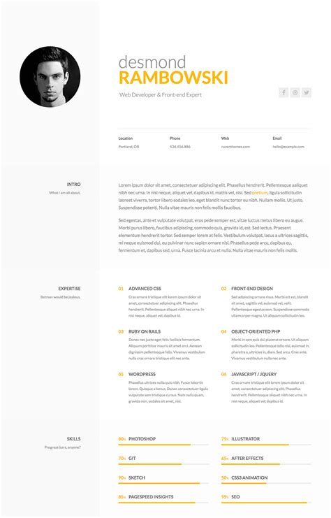 Desmond Personal HTML Resume Website Template | Resume templates, Resume, Templates