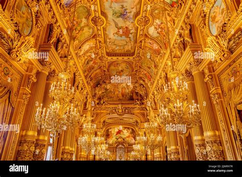 Paris, France, March 31 2017: Interior view of the Opera National de ...