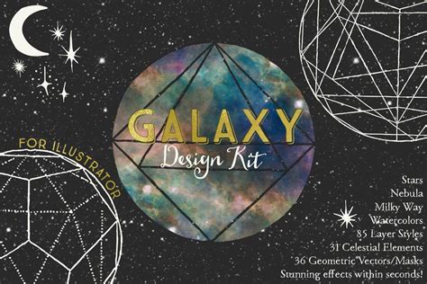 Galaxy Design Kit for Illustrator | Geometric vector, Galaxy design, Watercolor galaxy