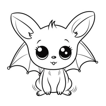 Cute Baby Bat Coloring Pages Outline Sketch Drawing Vector, Easy Bat Drawing, Easy Bat Outline ...