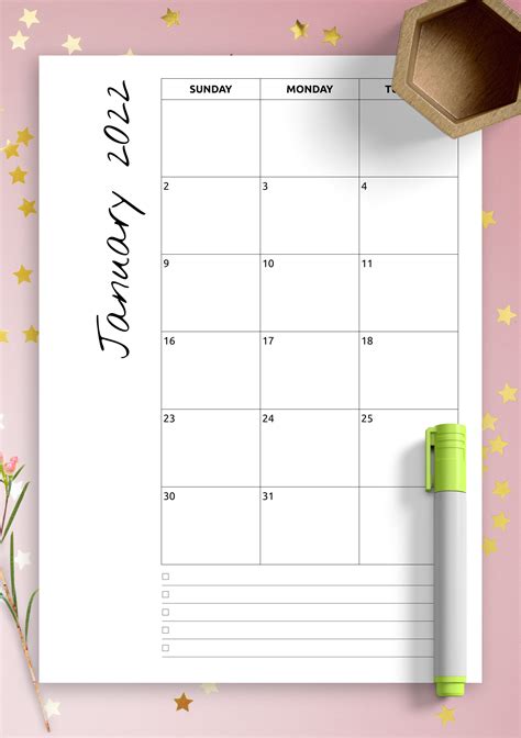 printable calendar notes printable monthly blank calendar template ...