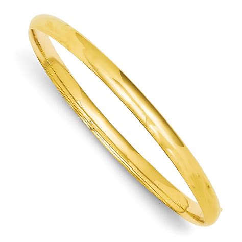 Buy 14k Gold 5 mm High Polished Hinged Bangle Bracelet | APMEX