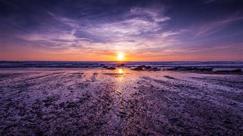 Purple sunset from the beach Wallpaper 4k HD ID:11824