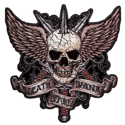 Death Before Dishonor Skull Swords Embroidered Biker Patch – Quality Biker Patches