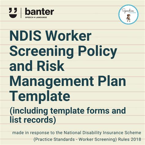 NDIS Worker Screening Policy and Risk Management Plan Template | Banter Speech & Language