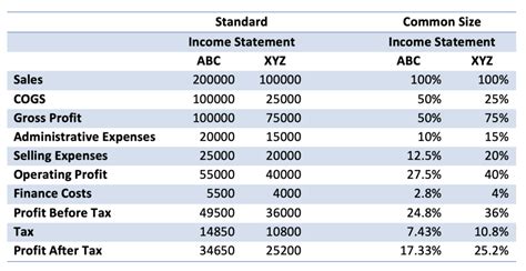 Common Size Income Statement - Finance Train