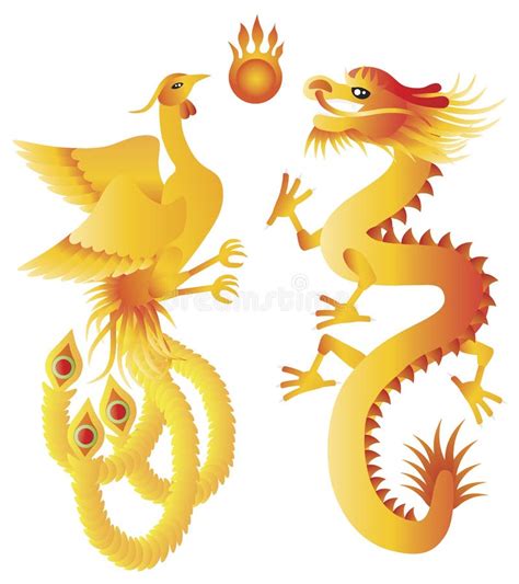 Dragon And Phoenix Chinese Symbols Illustration Stock Vector - Image ...