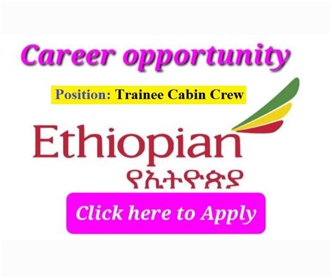 Ethiopian Airlines Vacancy Announcement - Trainee Cabin Crew (ET ...