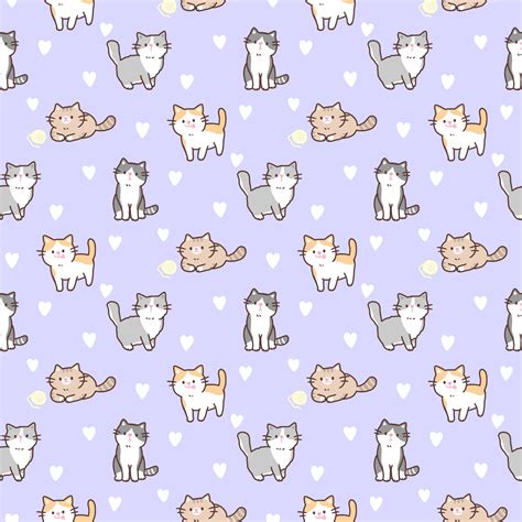 Download Cute Cat Pattern With Purple Background Wallpaper | Wallpapers.com